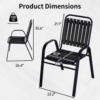 Patio Chairs Set, All Weather Plastic Dining Chairs with Armrests, Outdoor Stackable Bistro Chairs for Lawn Backyard#size_4pcs