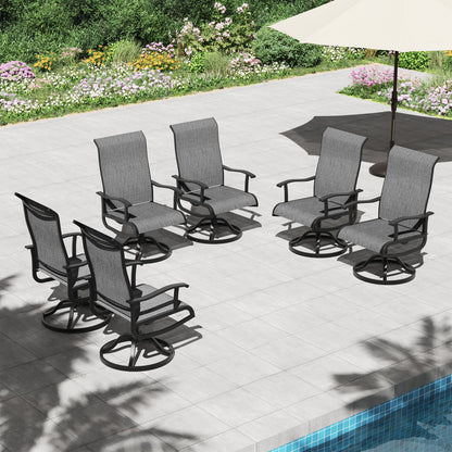 Pizzello Patio Swivel Dining Chairs, All Weather Outdoor Textilene Chair High Back Outdoor Swivel Rocker Set#size_set-of-6
