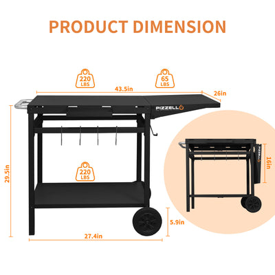 Pizzello Outdoor Grill Dining Cart Movable Pizza Oven Trolley BBQ Stand - Pizzello#size_large