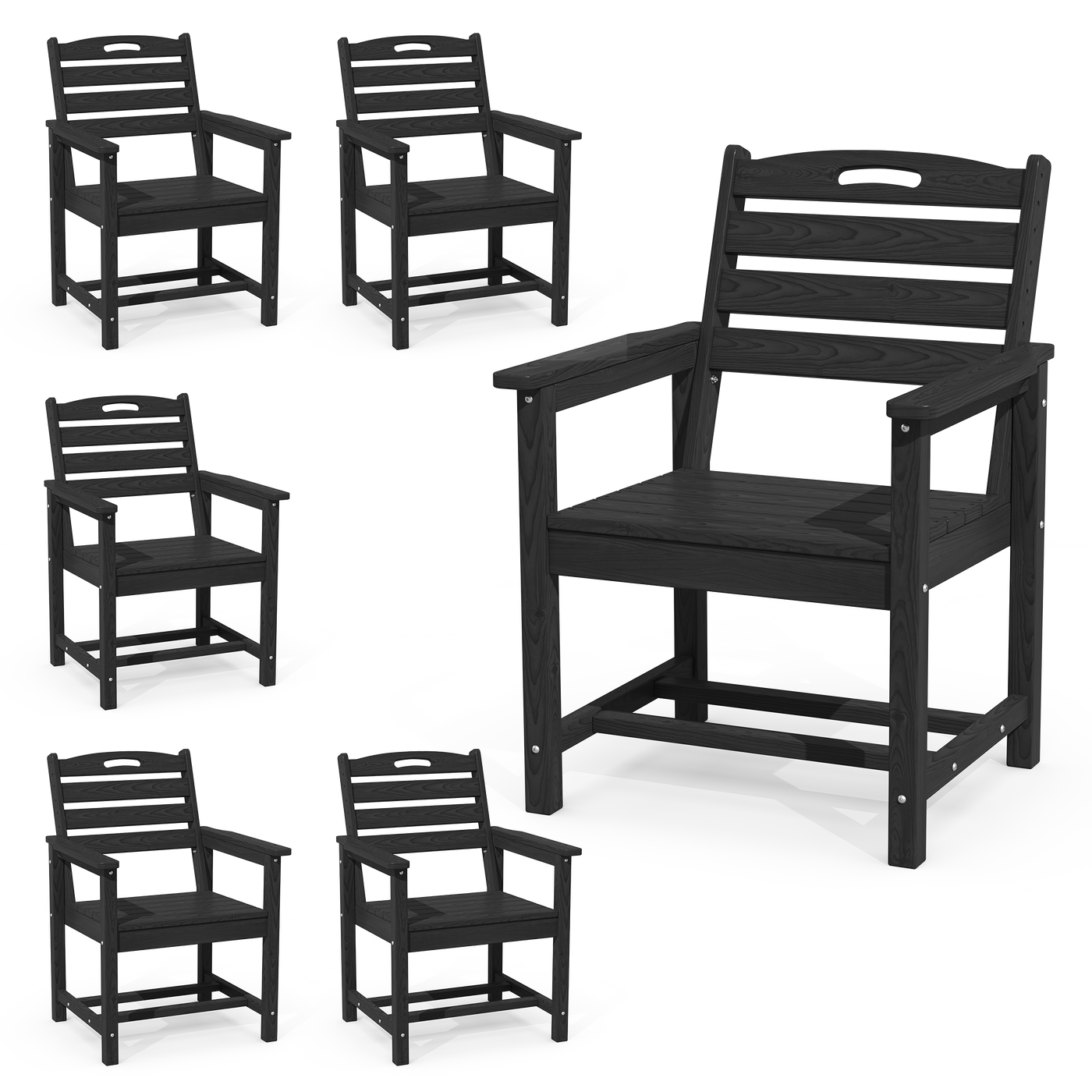 Pizzello Outdoor HDPE Dining Chair Set, All-Weather Patio Chairs Set#size_set-of-6