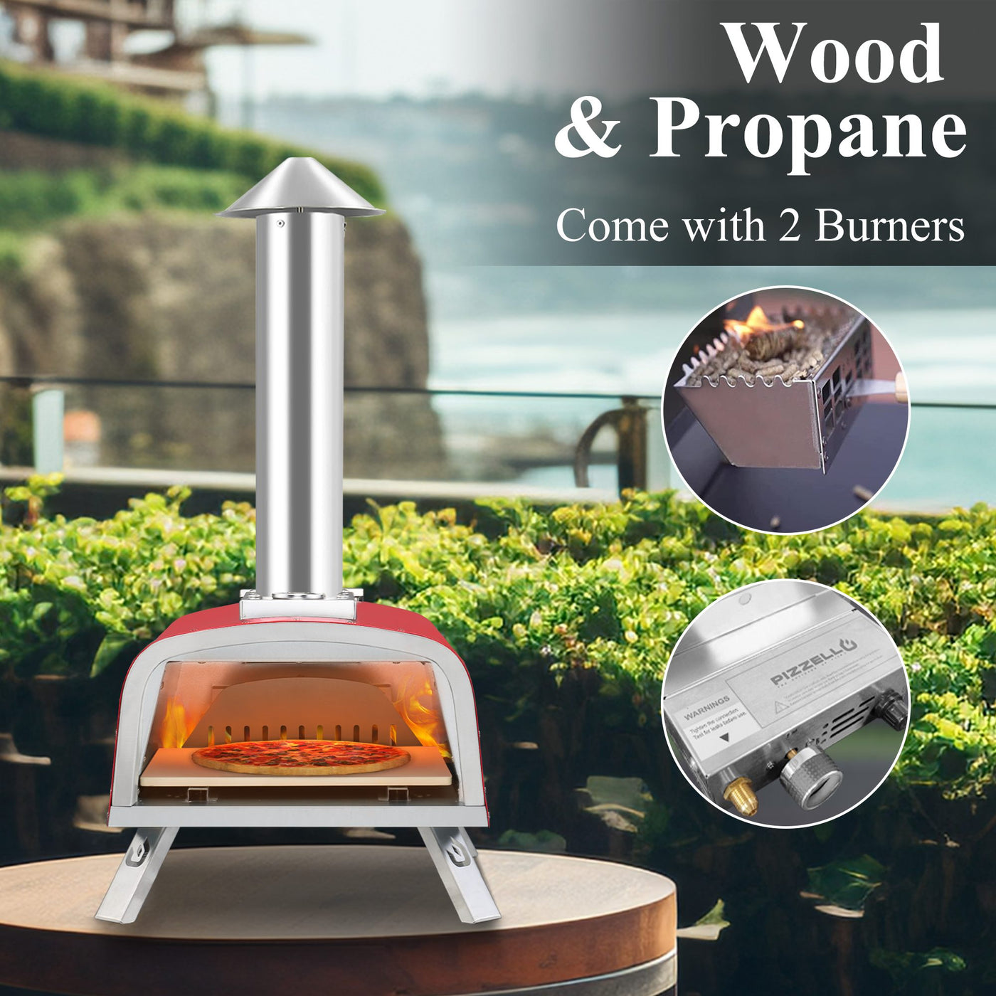 Outdoor Gas & Wood-Fired Pizza Oven in Car#color_red