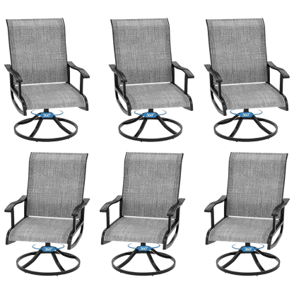 Pizzello Patio Swivel Dining Chairs, All Weather Outdoor Textilene Chair High Back Outdoor Swivel Rocker Set#size_set-of-6