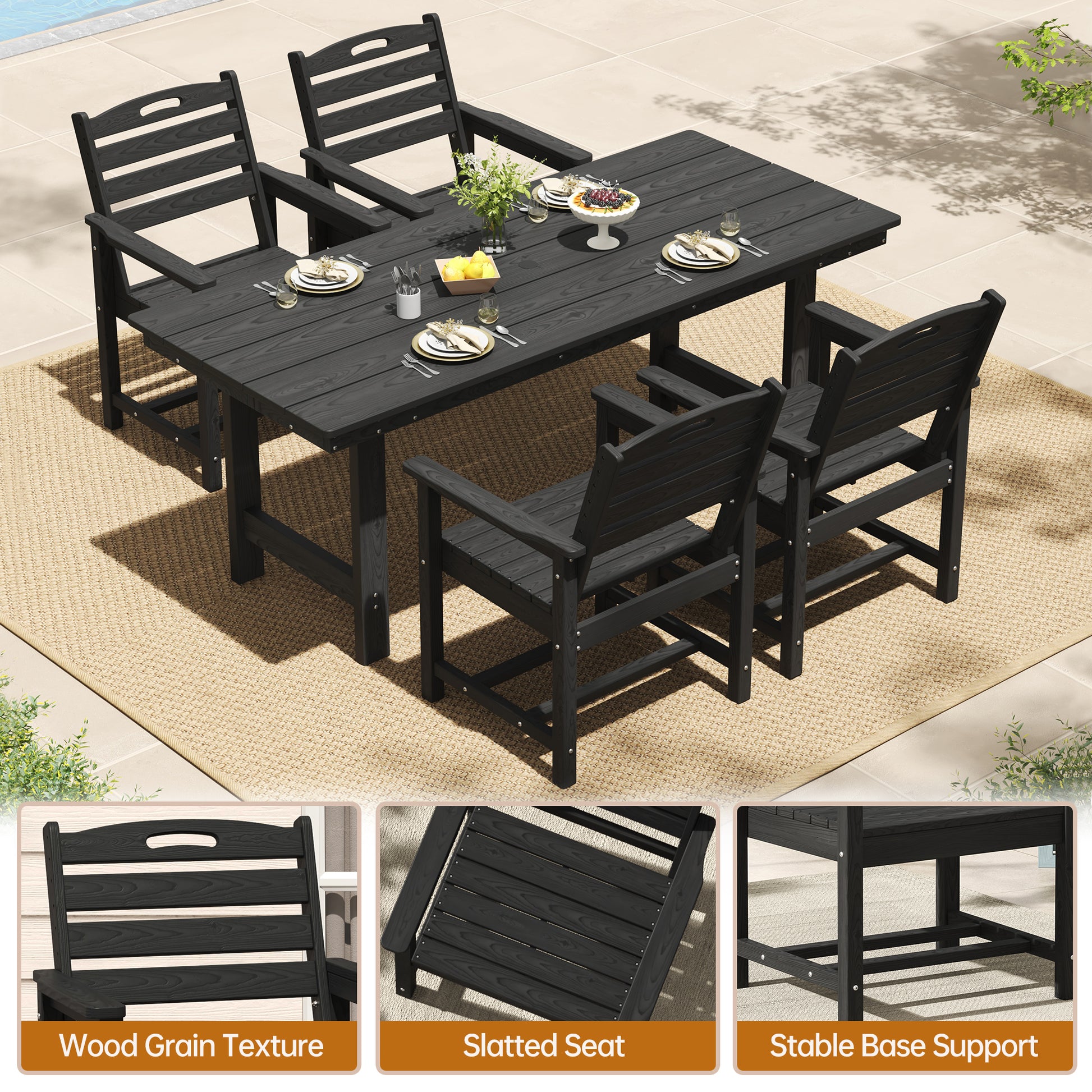 Pizzello Outdoor HDPE Dining Chair Set, All-Weather Patio Chairs Set#size_set-of-2