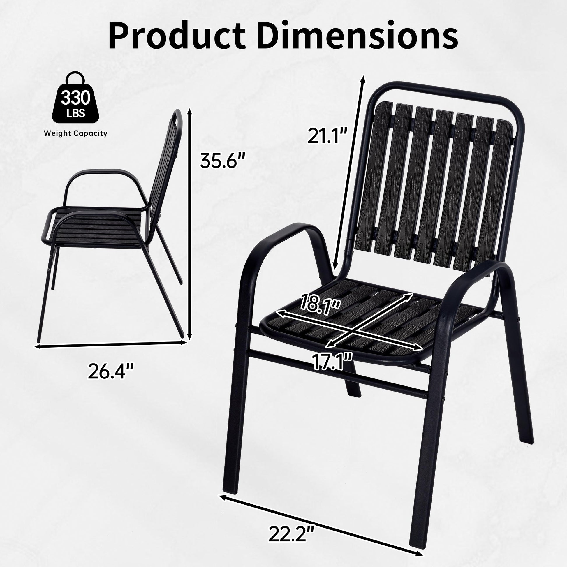 Patio Chairs Set, All Weather Plastic Dining Chairs with Armrests, Outdoor Stackable Bistro Chairs for Lawn Backyard#size_6pcs
