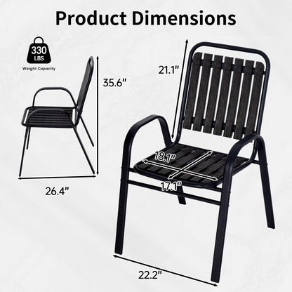 Patio Chairs Set, All Weather Plastic Dining Chairs with Armrests, Outdoor Stackable Bistro Chairs for Lawn Backyard#size_10pcs