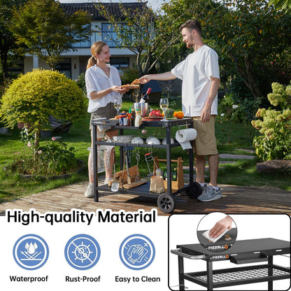 Pizzello Outdoor Grill Dining Cart Pro#color_black