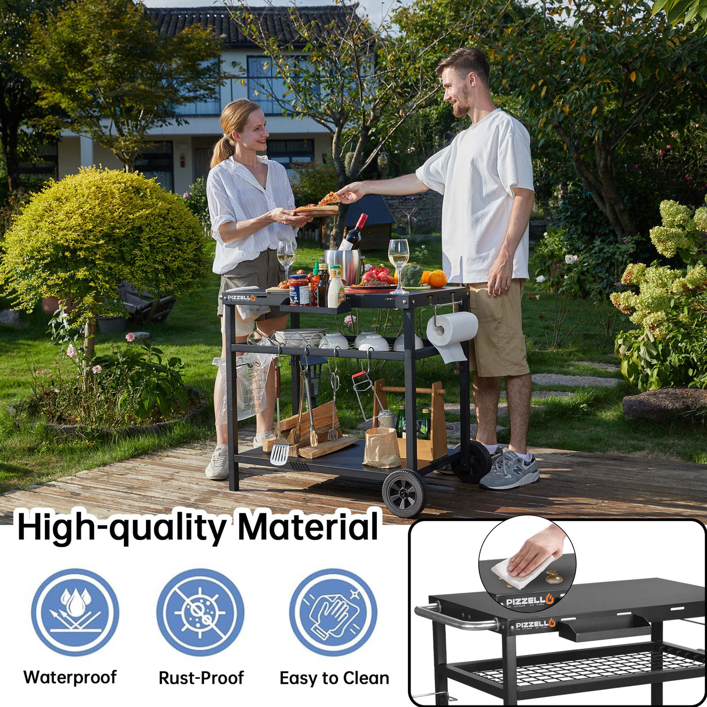 Pizzello Outdoor Grill Dining Cart Pro#color_black