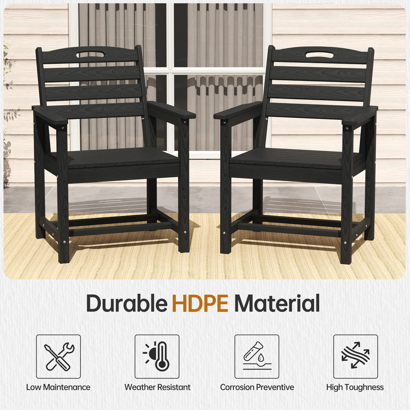 Pizzello Outdoor HDPE Dining Chair Set, All-Weather Patio Chairs Set#size_set-of-8