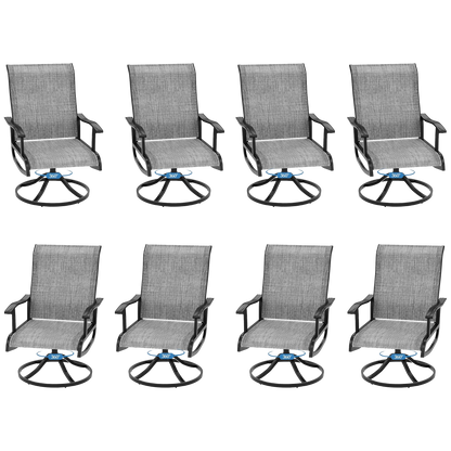 Pizzello Patio Swivel Dining Chairs, All Weather Outdoor Textilene Chair High Back Outdoor Swivel Rocker Set#size_set-of-8
