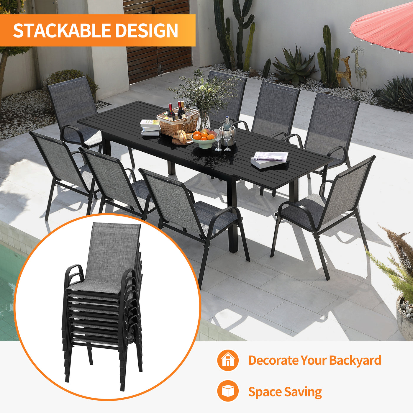 Pizzello Patio Dining Chairs#size_8pcs