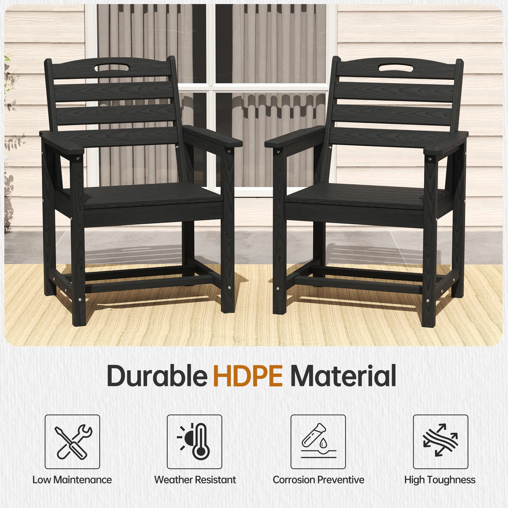Pizzello Outdoor HDPE Dining Chair Set, All-Weather Patio Chairs Set#size_set-of-2