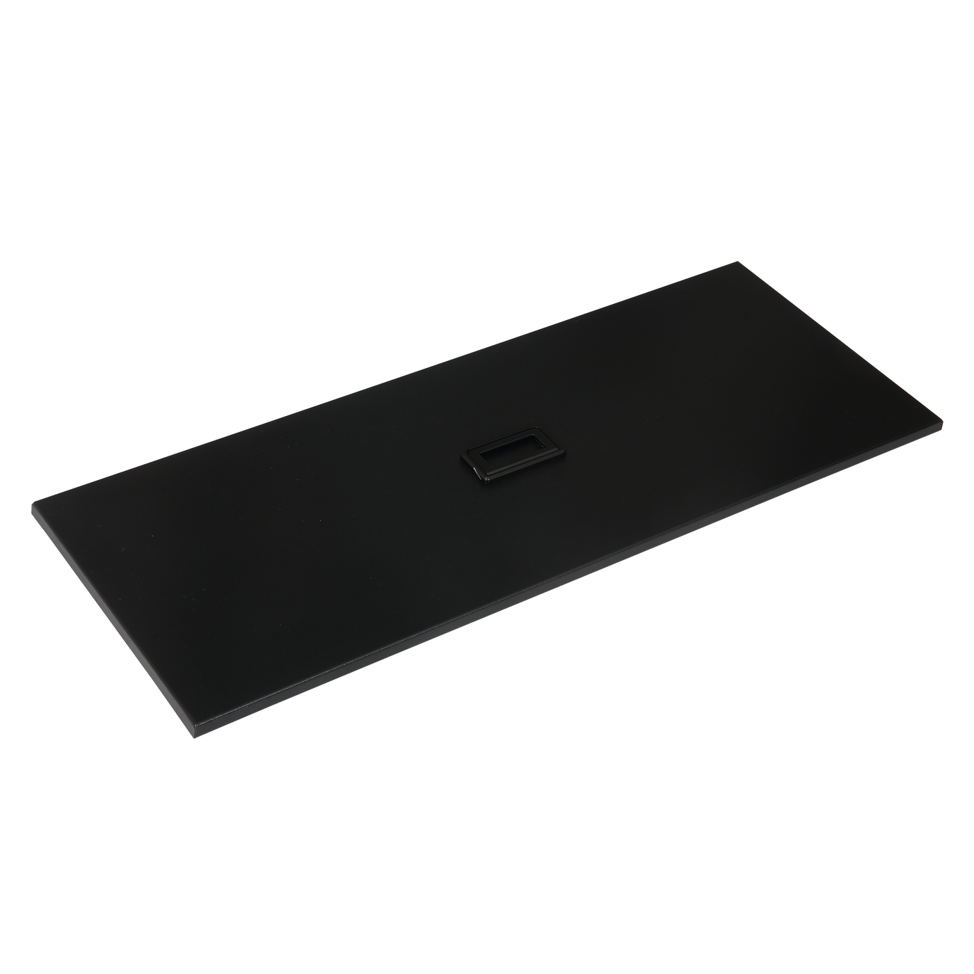 Black rectangular Removable Lid on a white surface.