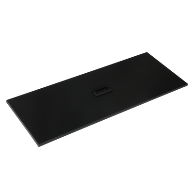 Black rectangular Removable Lid on a white surface.