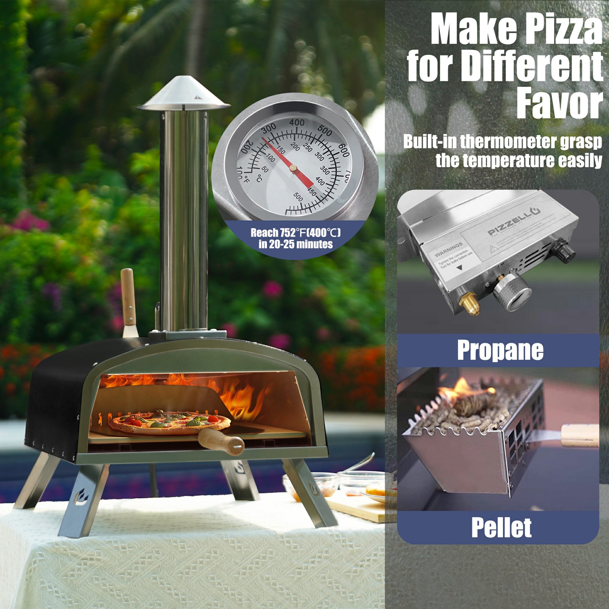Outdoor Gas & Wood-Fired Pizza Oven in Car#color_black