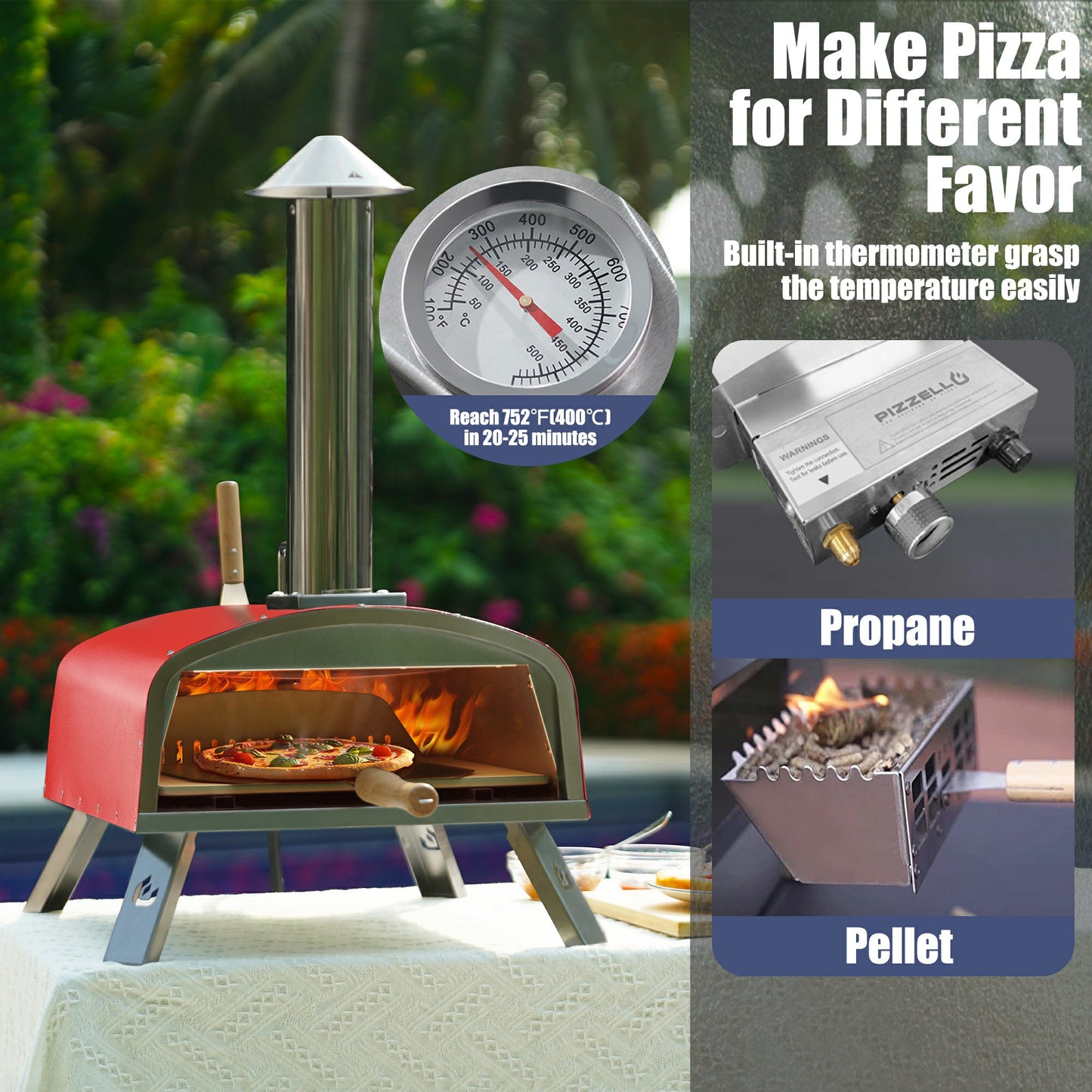 Outdoor Gas & Wood-Fired Pizza Oven in Car#color_red