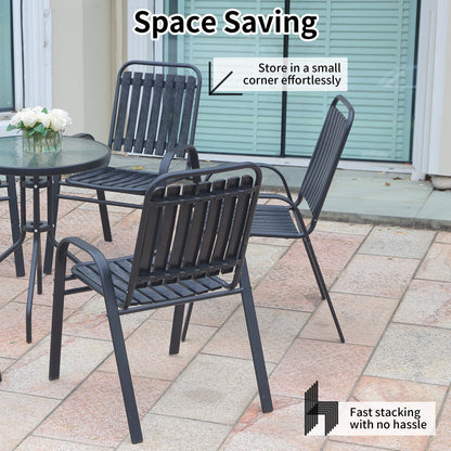 Patio Chairs Set, All Weather Plastic Dining Chairs with Armrests, Outdoor Stackable Bistro Chairs for Lawn Backyard#size_8pcs