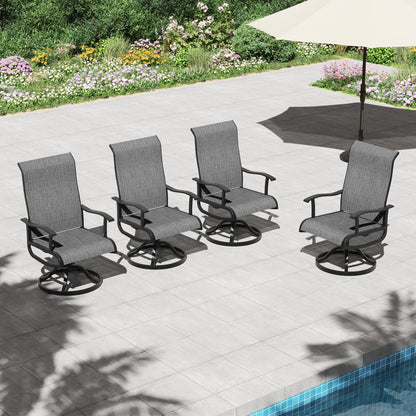Pizzello Patio Swivel Dining Chairs, All Weather Outdoor Textilene Chair High Back Outdoor Swivel Rocker Set#size_set-of-4