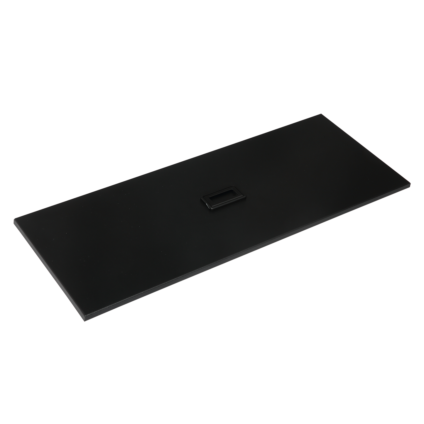 Black rectangular Removable Lid on a white surface.