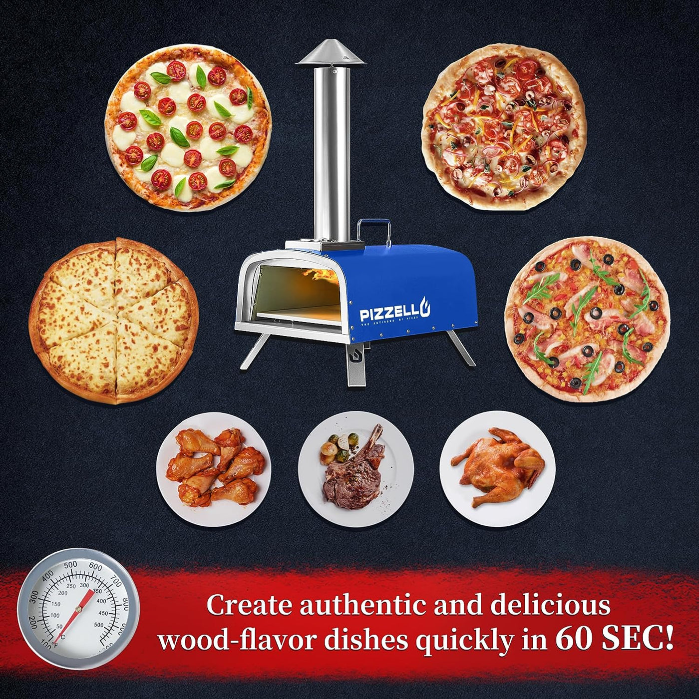 Wood Fired Outdoor Pizza Oven#color_blue