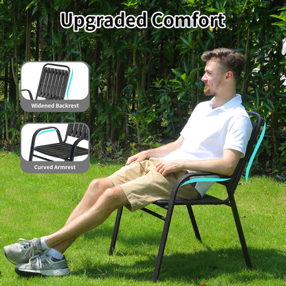 Patio Chairs Set, All Weather Plastic Dining Chairs with Armrests, Outdoor Stackable Bistro Chairs for Lawn Backyard#size_4pcs