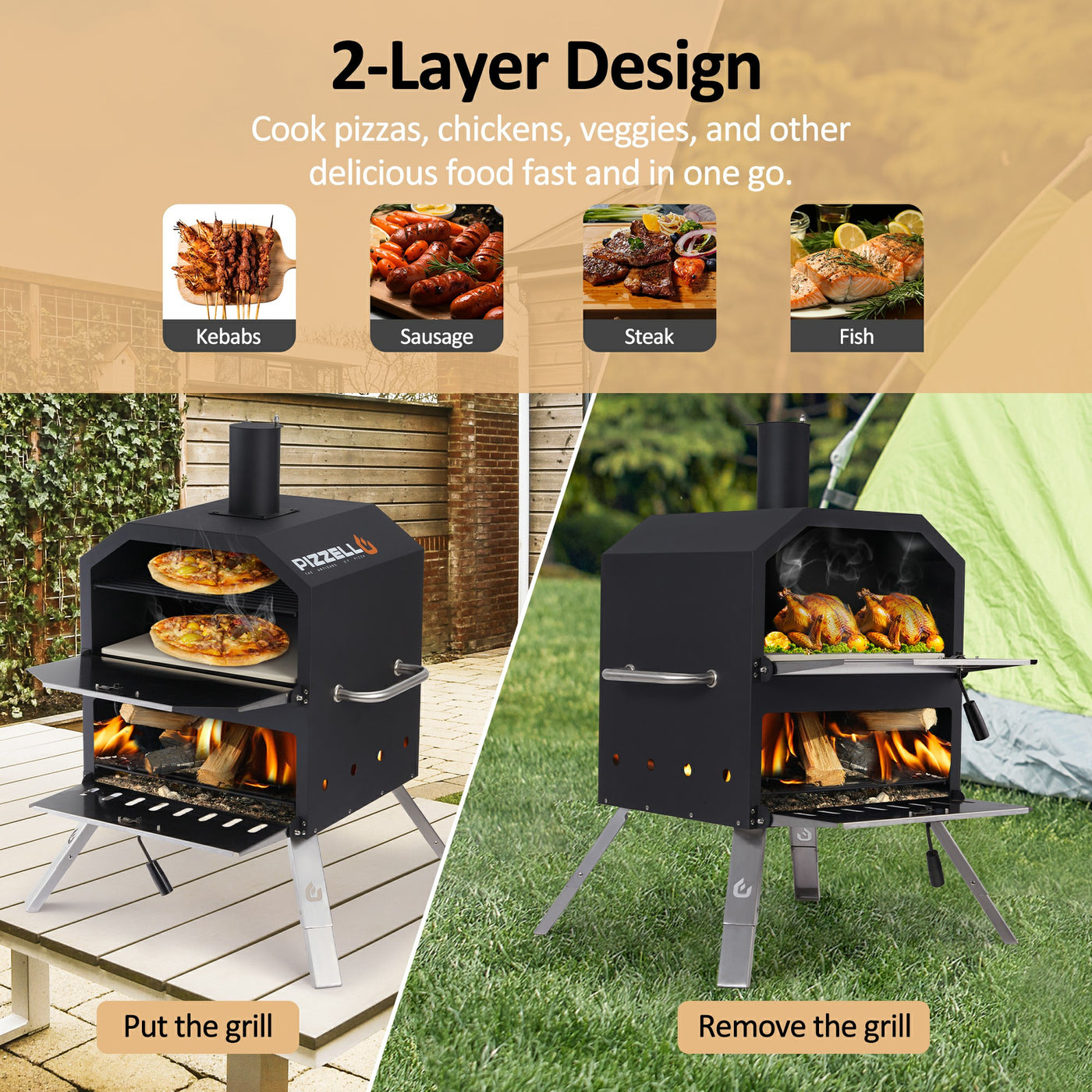 Pizzello Grande - Outdoor 2-Layer Pizza Oven - Pizzello#size_16-inch