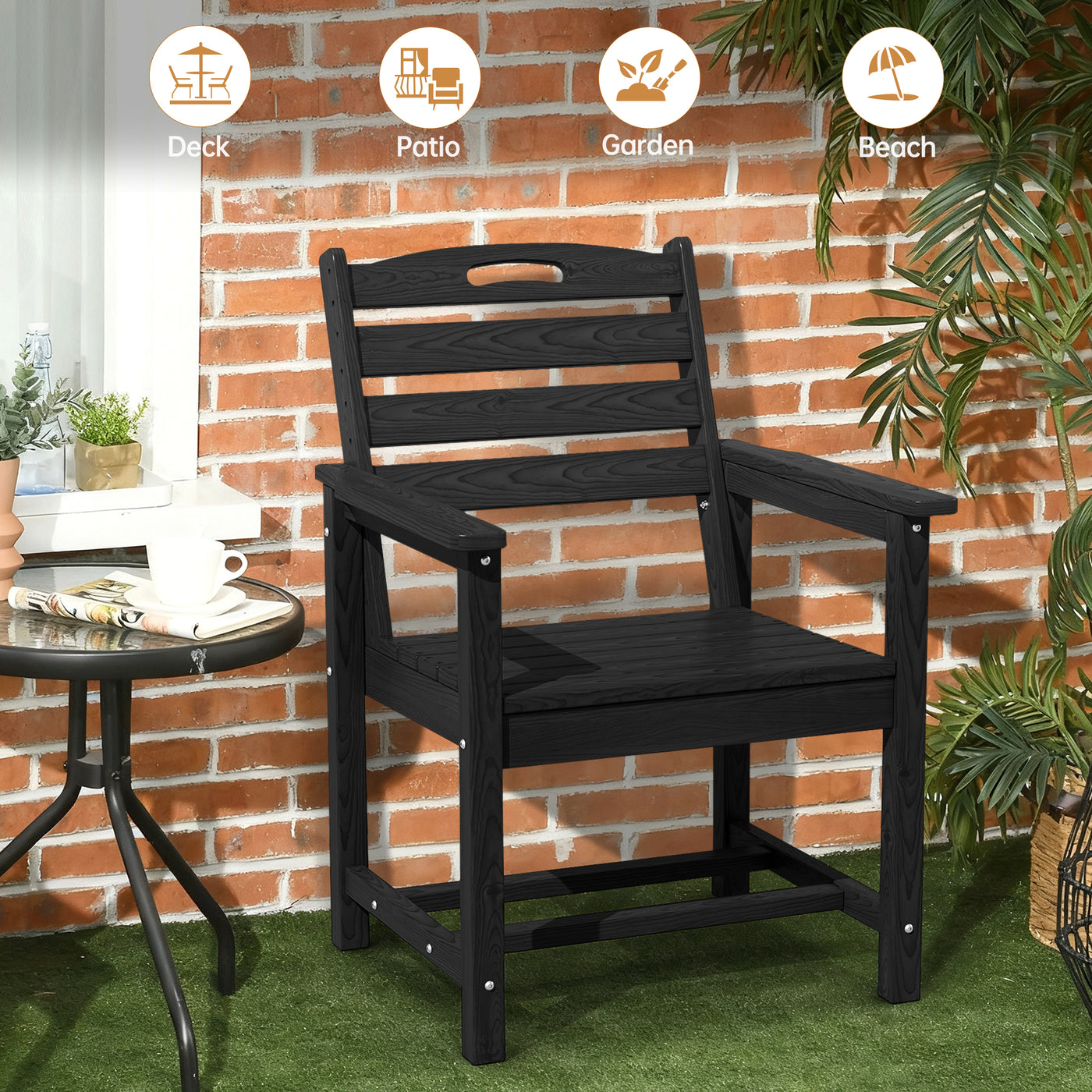 Pizzello Outdoor HDPE Dining Chair Set, All-Weather Patio Chairs Set#size_set-of-2