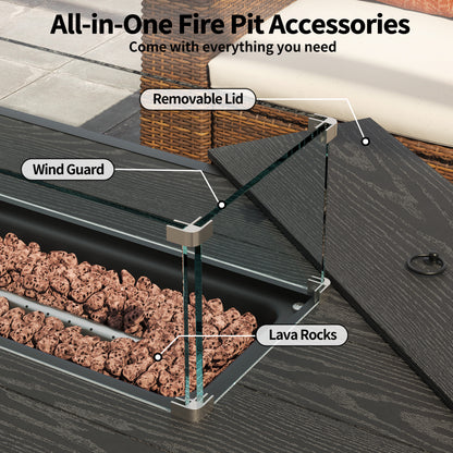 Pizzello Muto - Height-Adjustable Propane Fire Pit Table 50,000 BTU Convertible Gas Fire Table