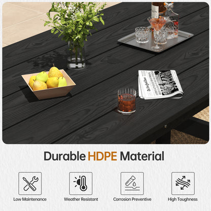Pizzello Patio HDPE Rectangular Dining Table with Umbrella Hole