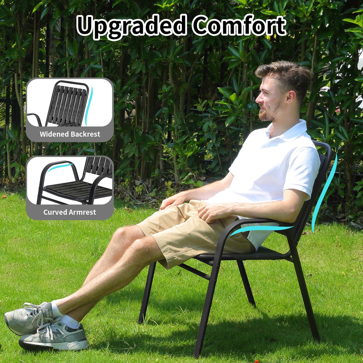 Patio Chairs Set, All Weather Plastic Dining Chairs with Armrests, Outdoor Stackable Bistro Chairs for Lawn Backyard#size_8pcs