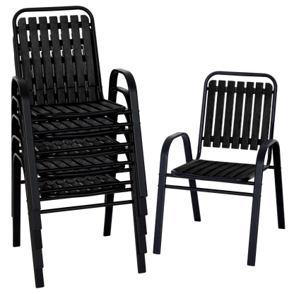 Patio Chairs Set, All Weather Plastic Dining Chairs with Armrests, Outdoor Stackable Bistro Chairs for Lawn Backyard#size_6pcs