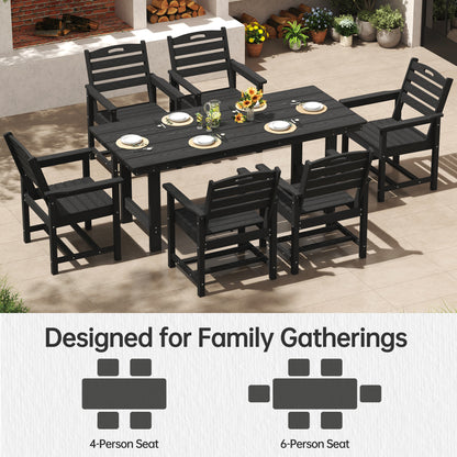 Pizzello Patio HDPE Rectangular Dining Table with Umbrella Hole