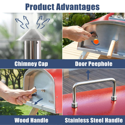 Outdoor Gas & Wood-Fired Pizza Oven in Car#color_red