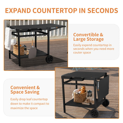 Pizzello Outdoor Grill Dining Cart Movable Pizza Oven Trolley BBQ Stand - Pizzello#size_large