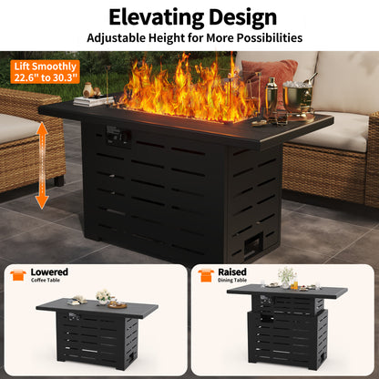 Pizzello Muto - Height-Adjustable Propane Fire Pit Table 50,000 BTU Convertible Gas Fire Table