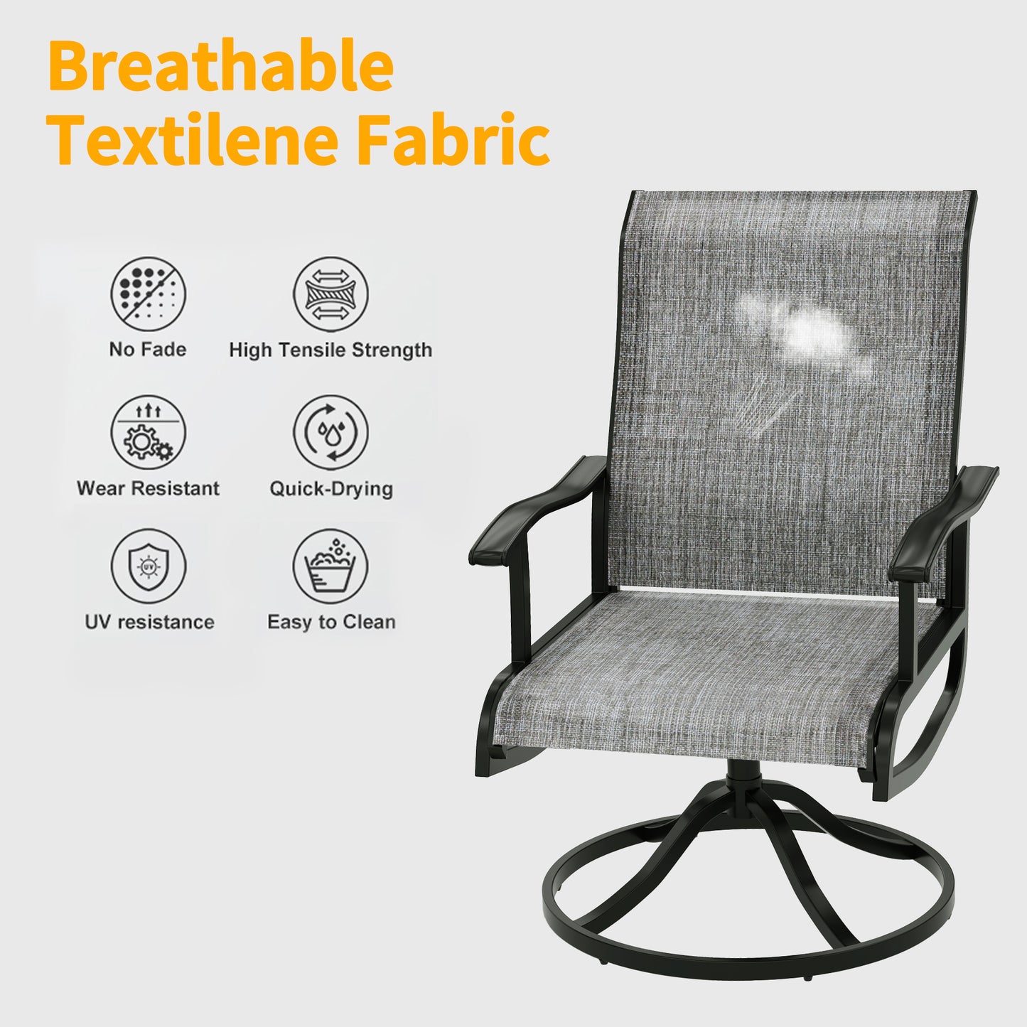 Pizzello Patio Swivel Dining Chairs, All Weather Outdoor Textilene Chair High Back Outdoor Swivel Rocker Set#size_set-of-2