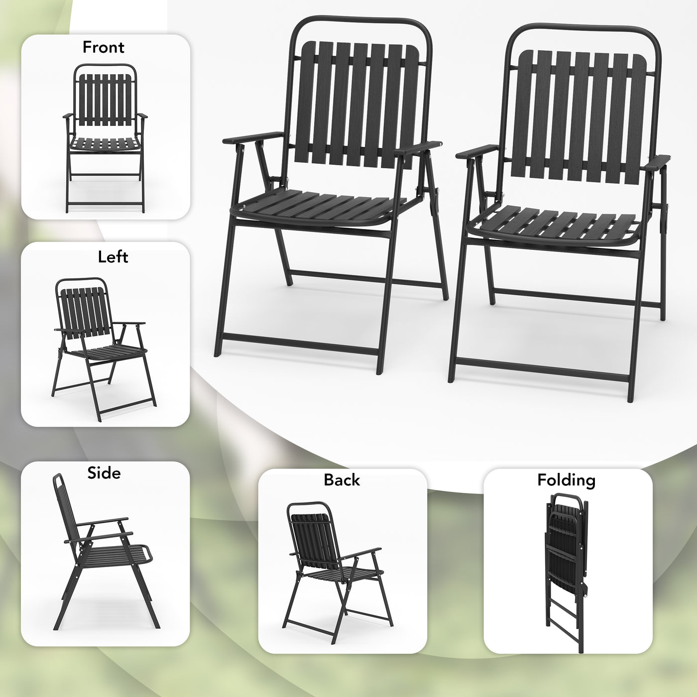 Pizzello Patio Folding Chairs#size_2pcs