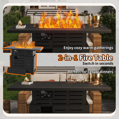 Pizzello Muto - Height-Adjustable Propane Fire Pit Table 50,000 BTU Convertible Gas Fire Table