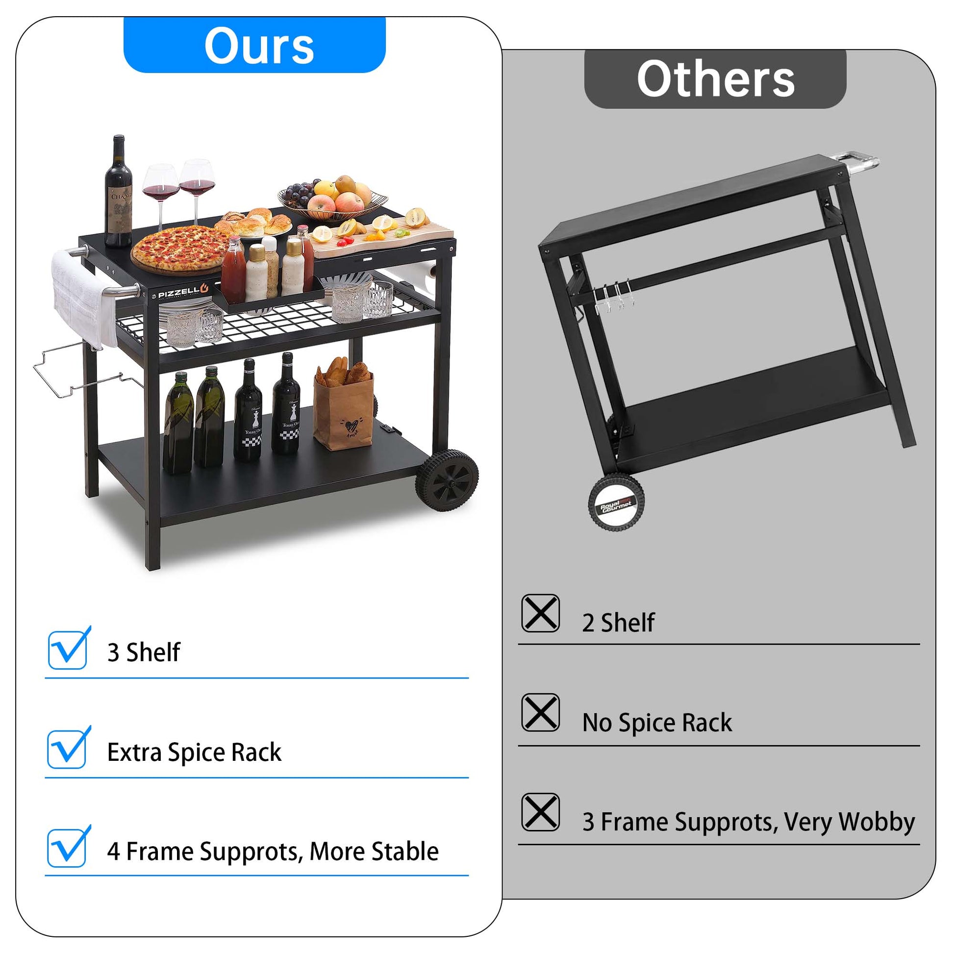 Pizzello Outdoor Grill Dining Cart Pro#color_black