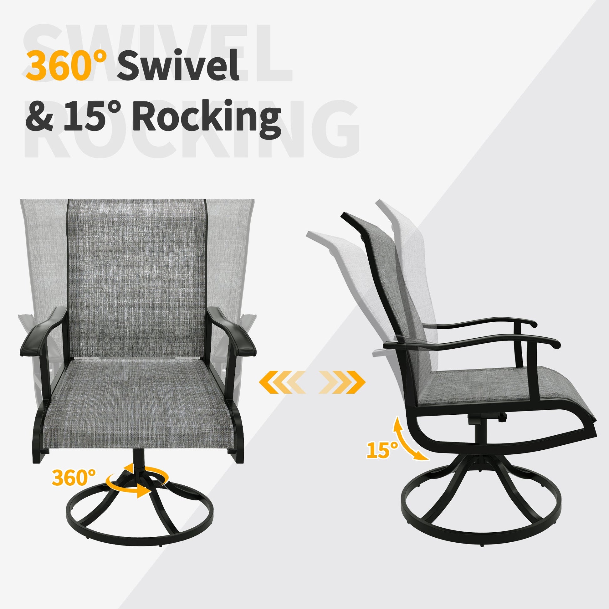 Pizzello Patio Swivel Dining Chairs, All Weather Outdoor Textilene Chair High Back Outdoor Swivel Rocker Set#size_set-of-4