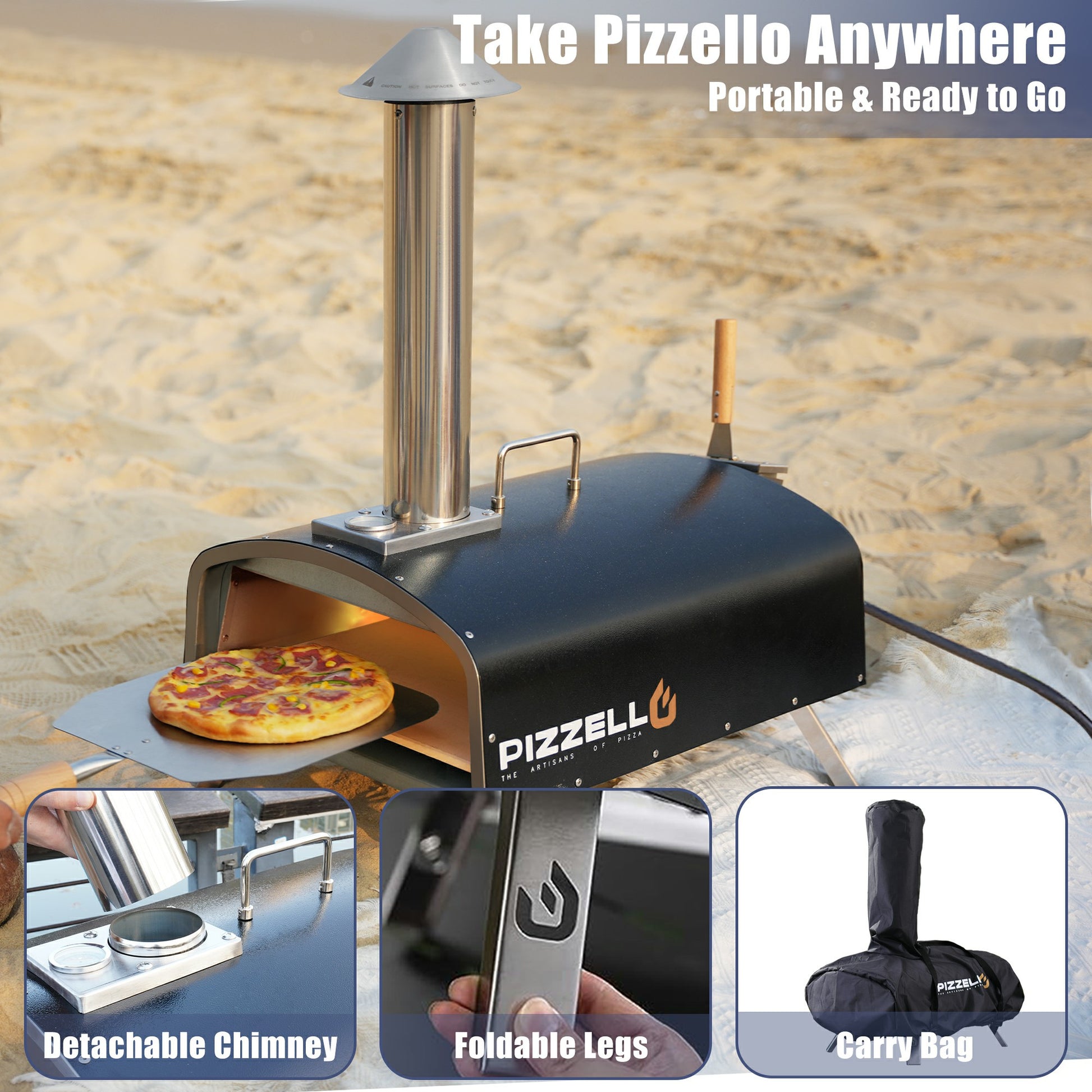 Outdoor Gas & Wood-Fired Pizza Oven in Car#color_black