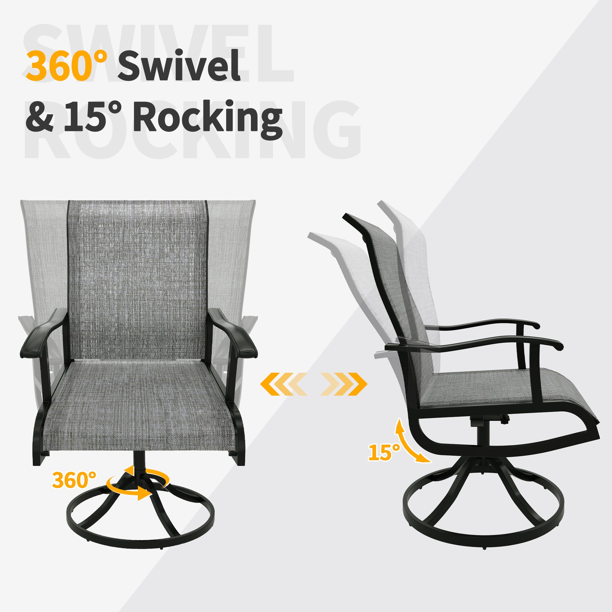 Pizzello Patio Swivel Dining Chairs, All Weather Outdoor Textilene Chair High Back Outdoor Swivel Rocker Set#size_set-of-2