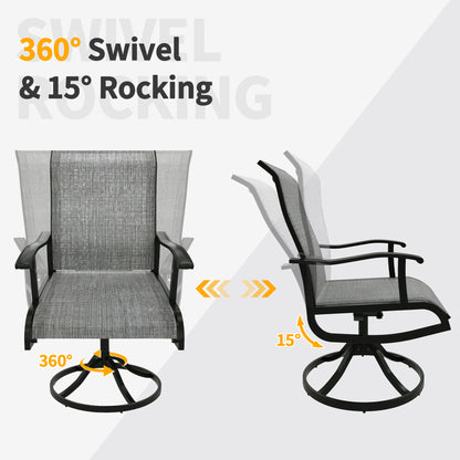Pizzello Patio Swivel Dining Chairs, All Weather Outdoor Textilene Chair High Back Outdoor Swivel Rocker Set#size_set-of-2