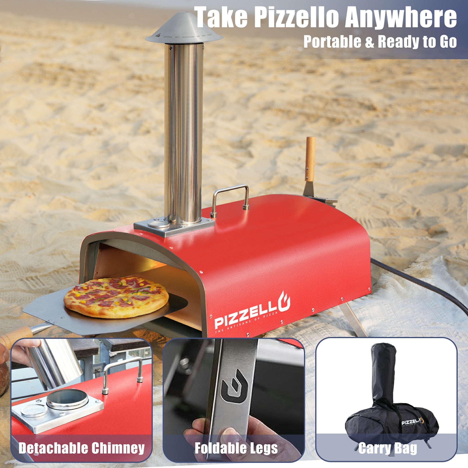 Outdoor Gas & Wood-Fired Pizza Oven in Car#color_red