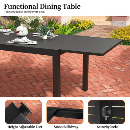Pizzello Aluminum Patio Extendable Dining Table