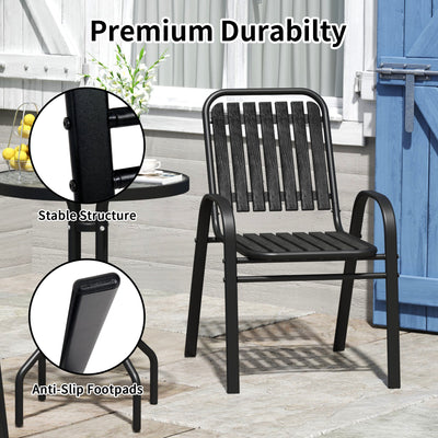 Patio Chairs Set, All Weather Plastic Dining Chairs with Armrests, Outdoor Stackable Bistro Chairs for Lawn Backyard#size_10pcs
