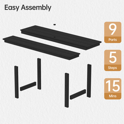 Pizzello Patio HDPE Rectangular Dining Table with Umbrella Hole