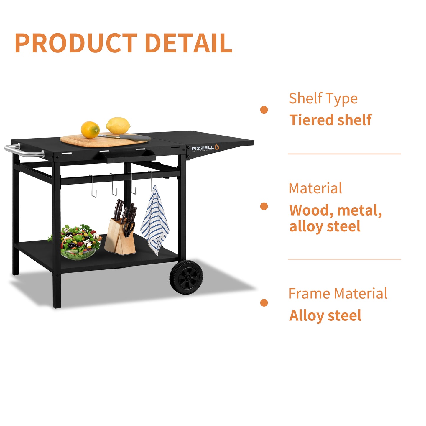 Pizzello Outdoor Grill Dining Cart Movable Pizza Oven Trolley BBQ Stand - Pizzello#size_large