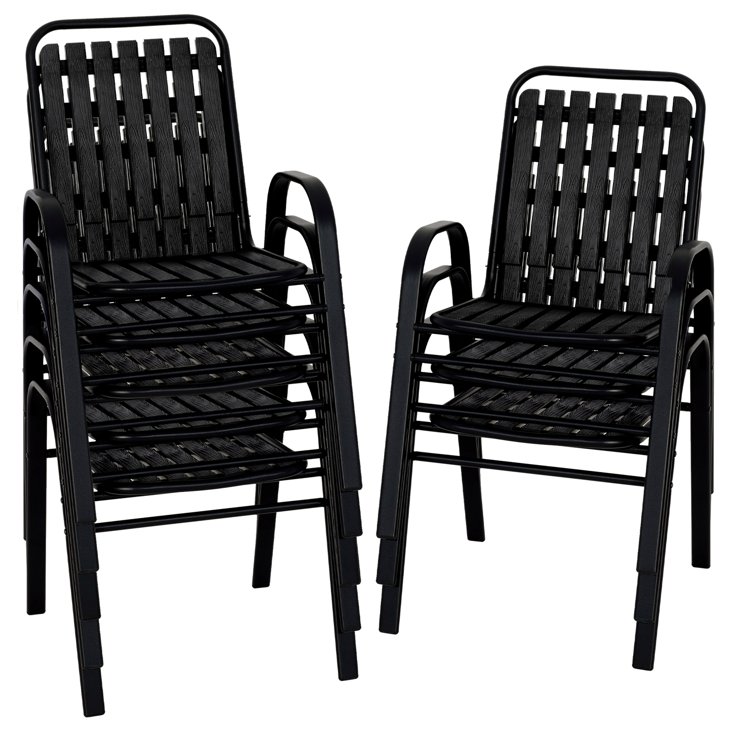 Patio Chairs Set, All Weather Plastic Dining Chairs with Armrests, Outdoor Stackable Bistro Chairs for Lawn Backyard#size_8pcs