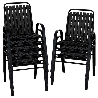 Patio Chairs Set, All Weather Plastic Dining Chairs with Armrests, Outdoor Stackable Bistro Chairs for Lawn Backyard#size_8pcs
