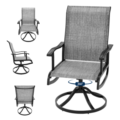 Pizzello Patio Swivel Dining Chairs, All Weather Outdoor Textilene Chair High Back Outdoor Swivel Rocker Set#size_set-of-4